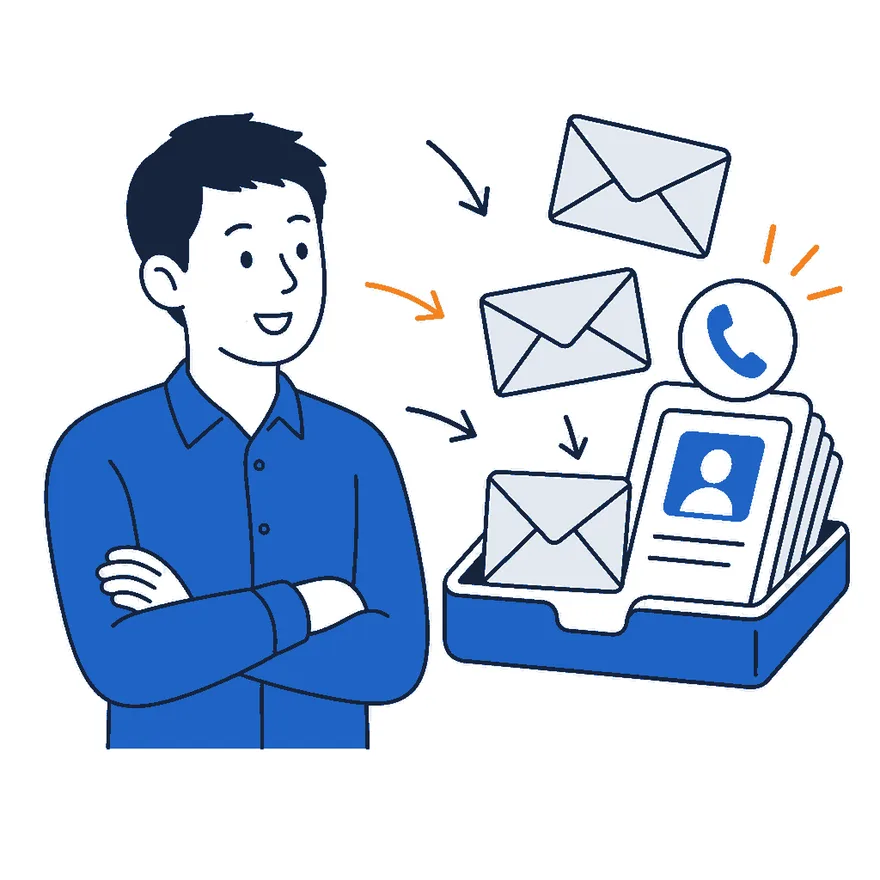 お客様からの問い合わせが御社の受信箱に直接届いて積み上がるイメージ